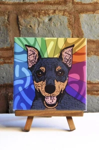 Miniature Pinscher Ceramic Coaster Tile - Picture 1 of 1