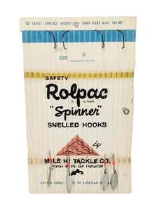 Rolpac "Spinner" Vintage Mile Hi Tackle Co. Ganchos Snell Paquete Parcialmente Usado - Imagen 1 de 2