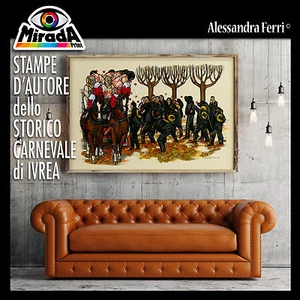 POSTER CARNEVALE IVREA Alessandra Ferri Arte IVREA PANTERE TIRO ARANCE BATTAGLIA - Imagen 1 de 4