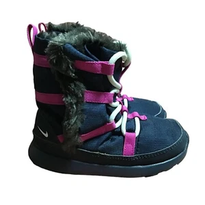 Nike Roshe One HI TDV 807760-407 Toddler Girl 8 C Boots Midnight Navy Purple - Picture 1 of 9