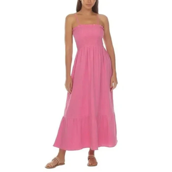 Raviya Women's Pink Cotton Maxi Cover-Up Dress Swimwear Size M