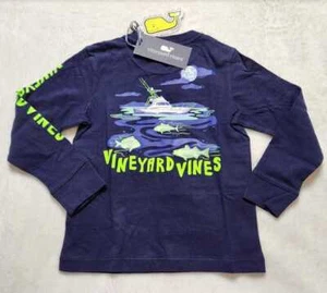 New boys 6 Vineyard Vines night fishing glow in the dark long sleeve pocket tee - Picture 1 of 5