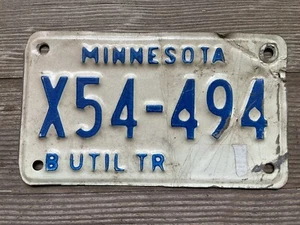 1980s Minnesota Utility Trailer Plate X54-494 (1869-15-3) - Picture 1 of 5