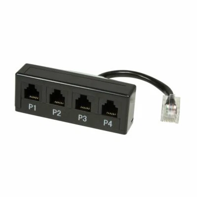 RJ45 auf RJ11 4-fach Splitter Modular Adapter Telefon Fax AB Verteiler 4-Port - Bild 1 von 4