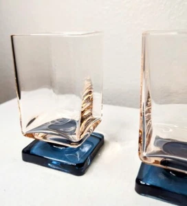 2 Vintage Barware DiSaronno Amaretto Glasses Pink Blue Liquor Cocktail Glass - Picture 1 of 5