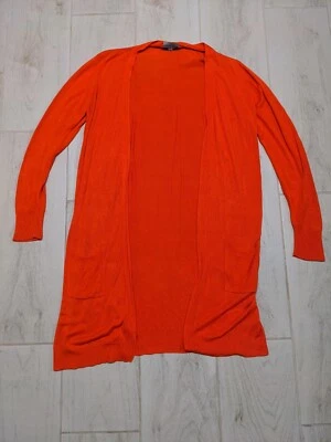 Joseph A Lightweight Long Cardigan Duster Orange Medium M Long Sleeve Rayon EUC - Image 1 of 4