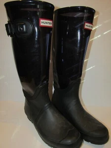 Hunter Original Tall GLOSS Black Boots With Buckle Size US 8M / 9F EU 40/41 - Bild 1 von 9