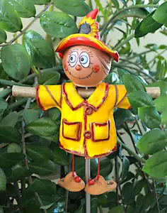 Keramik Gartenstecker Dekoration Statue Vogelscheuche H48cm Midene Handgefertigt - Bild 1 von 11
