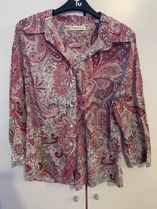 Coldwater Creek pink paisley print shirt LARGE 14-16 cotton spandex mix - Picture 1 of 8