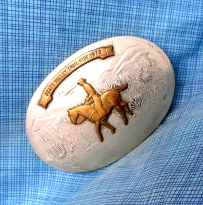 Death Valley Trail Ride Belt Buckle German Silver Vtg 1973 Comstock SS   .GMP571 - Image 1 of 4