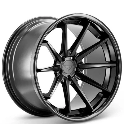 F22x9/R22x10.5"Staggered Ferrada Wheels FR4 Matte Black with Gloss Black (A01) Foto 1 de 4