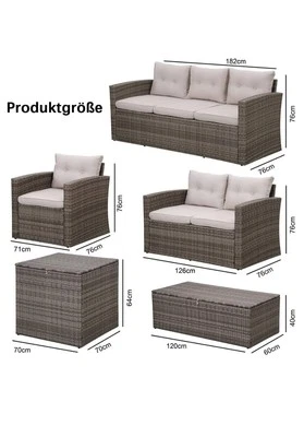 MeXo Loungeset Gartenmöbel Set, 6-teilig Rattan Lounge Set für 6-7 Personen - Bild 1 von 4