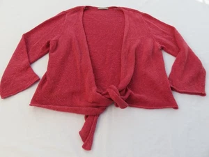 M&S PRETTY BERRY COLOUR 45% COTTON 55% LINEN OPEN TIE FRONT OPEN CARDIGAN UK 14 - Picture 1 of 17