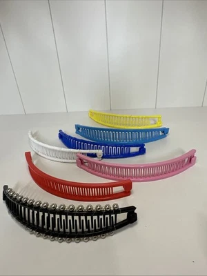 7 Vintage Goody ? 1980s Banana Clip Hair Colorful Claws Approx 6.75" Made In USA - Image 1 of 4