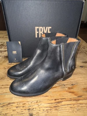 Nuevo en Caja Mujer Frye Carly Doble Cremallera Chelsea Negro Botines Talla 8.5 76760 Foto 1 de 4