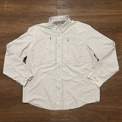 Рубашка мужская LL Bean Tropicwear большая Reg кремово-белая вентилируемая для рыбалки походов на открытом воздухе - Изображение 1 из 4