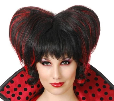 CHARADES GOTHIC QUEEN OF BLACK HEARTS FLIP WIG HALLOWEEN COSTUME ACCESSORY 60408 - Image 1 of 3