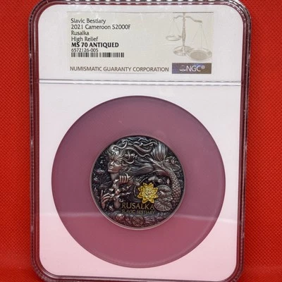 2021 RUSALKA Slavic Bestiary 3 Oz .999 Silver Coin 2000 Francs Cameroon MS70 COA - Image 1 of 4