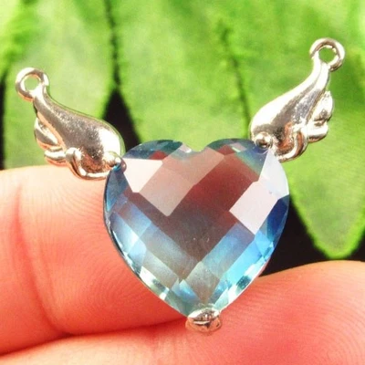Cuenta colgante corazón cristal titanio azul facetado 30x26x8mm H86657 Foto 1 de 2