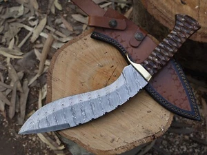 15"Kukri Knife Hand Made Damascus Blade Hunting Knife Bowie Knife W/S _BL-2553 - Picture 1 of 23