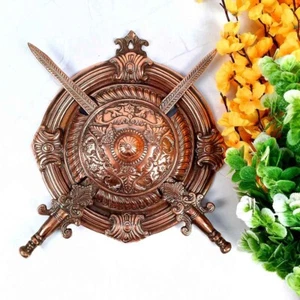 Dhal Talwar Set | Antique Sword & Shield Wall Mount Hangings - For Home 14inch - Picture 1 of 8