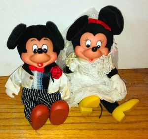 Vintage Young Epoch Tuxedo Mickey Wedding Dress Minnie Plush Hard Face - Picture 1 of 1