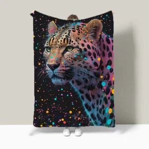 Leopard Spots Dots Flannel Bedspread Sofa Lounge Throw Blanket Holiday Gift - Picture 1 of 14
