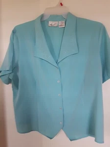Women's Cathy Lee 18/20 Beautiful Blue TOP, s/s, special accents - Picture 1 of 5
