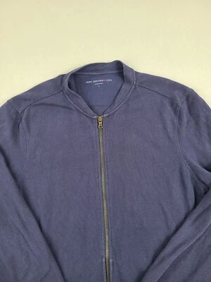 Suéter John Varvatos Para Hombre Grande Azul Cremallera Completa Tejido Bolsillos Bombardero Foto 1 de 4