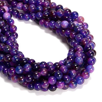 Purple Galaxy Dyed Jade Smooth Round Beads Size 6mm 8mm 10mm 15.5'' Strand - Image 1 of 3