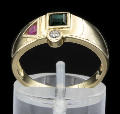 333/ 8kt Gelbgold Ring mit Turmalin, Rubin, Zirkonia, Gr.56. ⭐️⭐️⭐️⭐️⭐️ - Bild 1 von 3