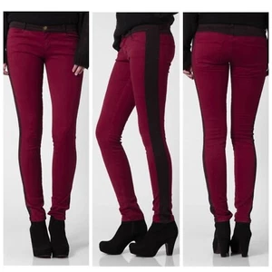 Current Elliott The Rider Legging Low Rise Jean Crimson Slim red color block NEW - Picture 1 of 9
