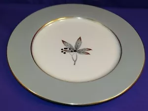 CASTLETON CHINA WOODMERE PATTERN DINNER PLATE LEAF & BERRIES GRAY RIM USA - Picture 1 of 5