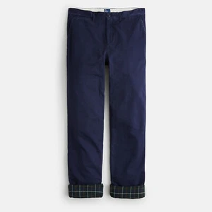 NWT J Crew Straight Fit Flannel Lined Blue Chino Cabin Pants - Picture 1 of 2