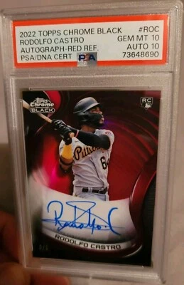 2022 Topps Chrome Black Rodolfo Castro RC RED Refractor Auto 3/5! Pop1! PSA10!!! - Image 1 of 4