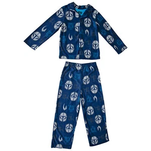Star Wars The Mandalorian Helmet All Over Pajama Set Blue - Picture 1 of 2