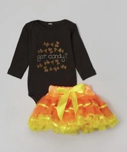 Got Candy Bodysuit & Tutu Candy Corn Halloween Girls Size 6 NWT - Picture 1 of 4