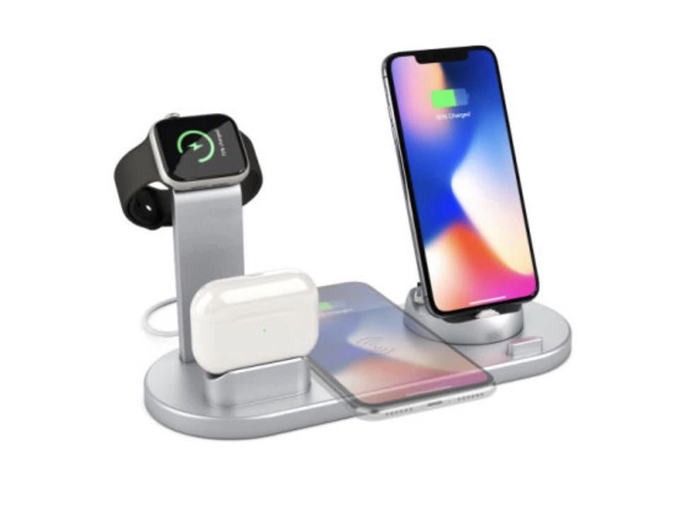 Estação de carregamento sem fio 4 em 1 para iPhones, AirPod, Apple Watch - Imagem 1 de 4