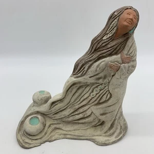 Indianer Indianer Skulptur Figur Frau Wassergläser schwer Vintage 9x9,5" - Bild 1 von 13