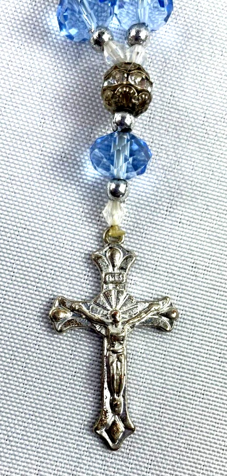 Pulsera de cuentas de rosario hecha a mano pulsera elástica de plástico azul de 5,5" Foto 1 de 1