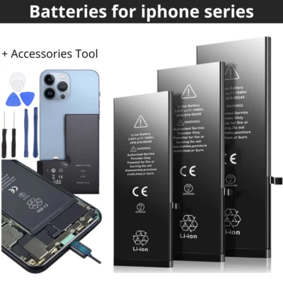 Lote Batería Litio Alta Capacidad Para iPhone 6 7 8 XS 11 12 13 14 15 16 Pro Max Foto 1 de 4