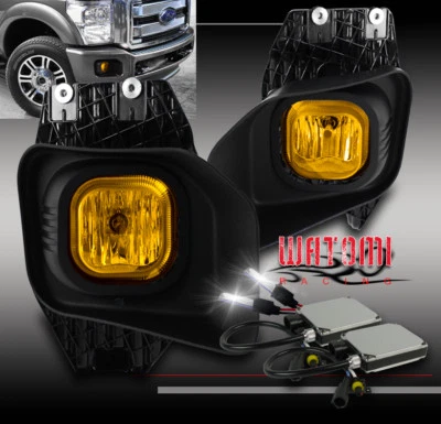 11-16 FORD SUPER DUTY F250 F350 BUMPER YELLOW FOG LIGHT LAMP+6K HID+COVER+SWITCH - Image 1 of 4