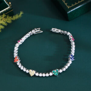 CZ Round Tennis Heart Bracelet Cubic Zirconia for Women Ladies Party Jewelry