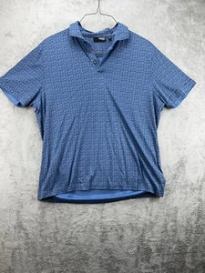 Murano Liquid Luxury Slim Fit Men’s Blue Geometric Polo Shirt Sz XL - Picture 1 of 8