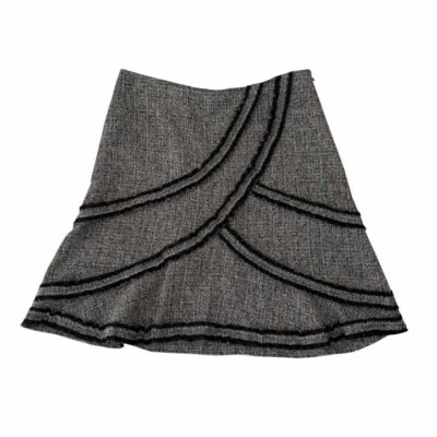 Mujer Clásica Entier 12 PETITE B&W Falda Tejido Forrado Dobladillo Crudo Detalles Foto 1 de 4