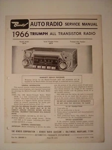1966 Bendex Autoradio Serviceanleitung Triumph Alltransistorradio - Bild 1 von 6
