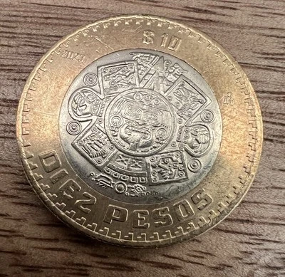 Diez Pesos 2023 Mexico Coin - Mexican 10 Peso Bimetallic Piedra Del Sol Tonatiuh - Image 1 of 4