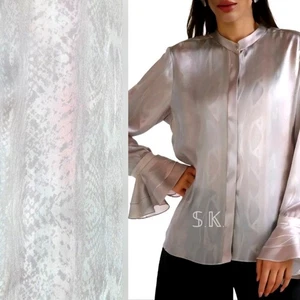 ELIE TAHARI 'Safiya' 100% Silk Charmeuse Blouse Tearose Python X-LARGE NWT $328 - Picture 1 of 21