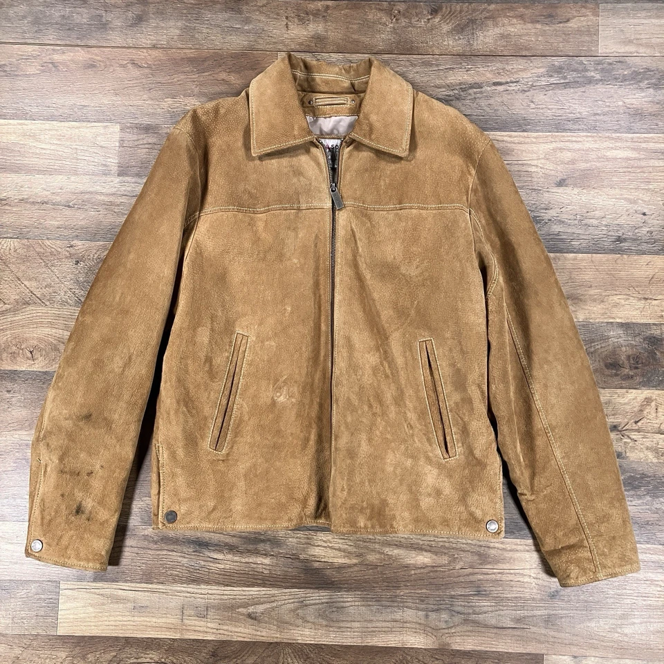 Wilsons Leather Jacket Mens Medium Brown M Julian Suede Lined Full Zip - Image 1 of 4