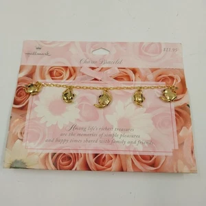 Hallmark Jewelry Gold Tone Teapots Charm Dangle Bracelet Toggle Closure 7" - Picture 1 of 5